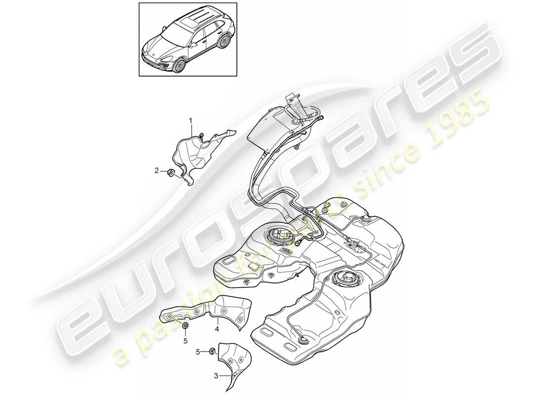 porsche cayenne e2 (2011) fuel tank parts diagram