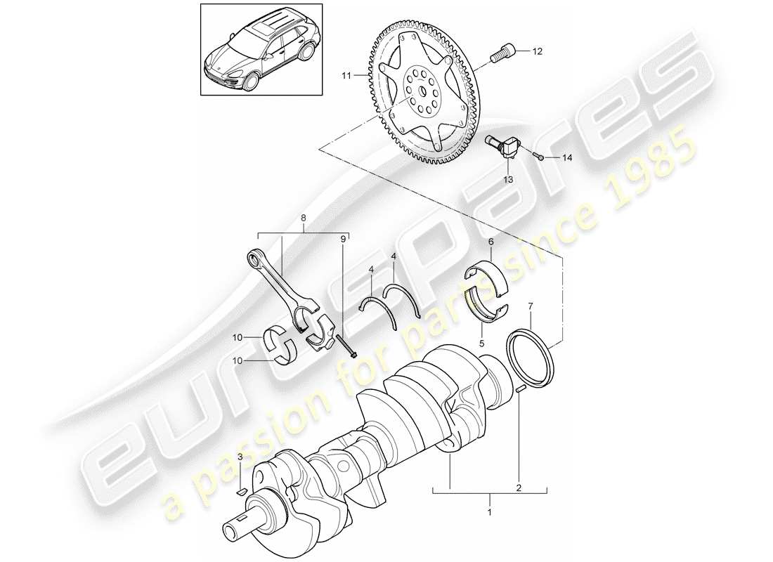 porsche cayenne e2 (2013) crankshaft part diagram