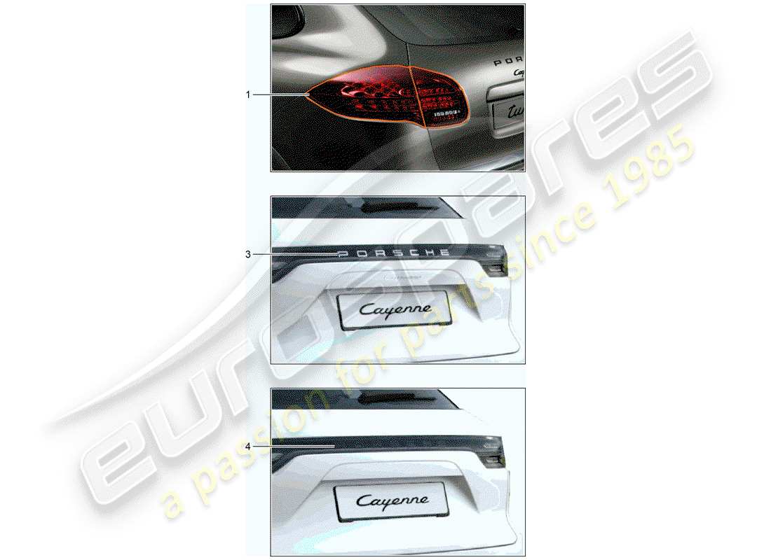 porsche tequipment cayenne (2010) rear light part diagram