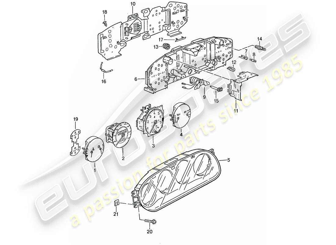 porsche 944 (1989) instrument cluster part diagram