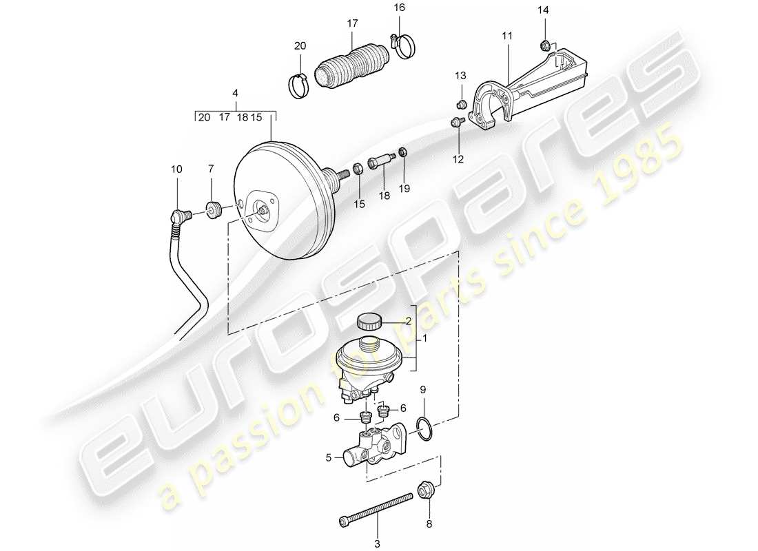 porsche cayman 987 (2007) brake master cylinder part diagram