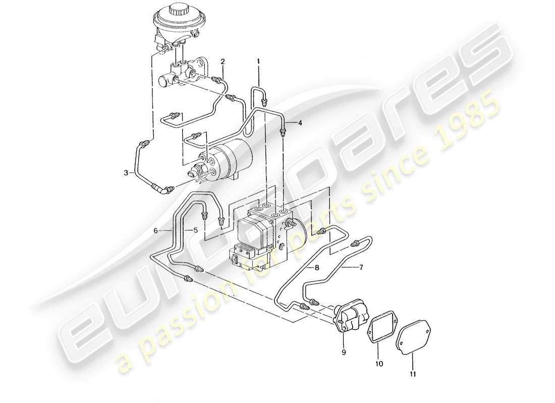 porsche boxster 986 (1997) brake line - front end - d - mj 2001>> part diagram