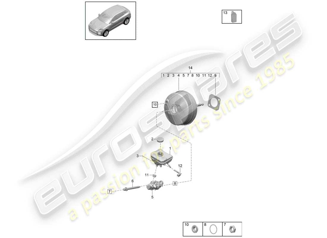 porsche macan (2020) brake master cylinder part diagram