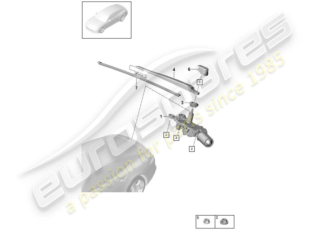 porsche panamera 971 (2020) wiper and washer system for part diagram