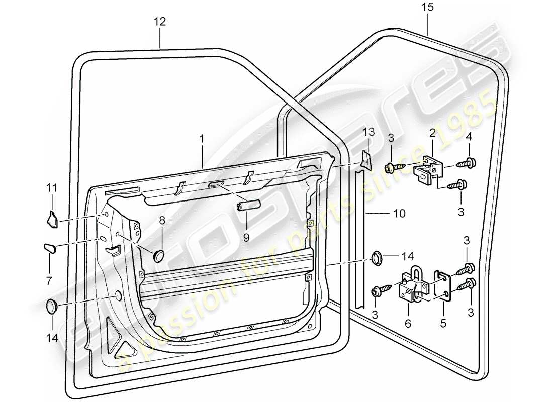 porsche cayenne (2008) door shell part diagram