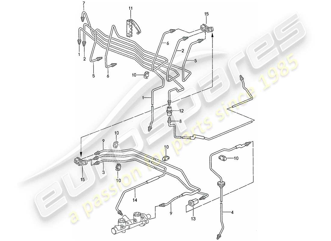 porsche 944 (1989) brake lines - anti-locking brake syst. -abs- part diagram