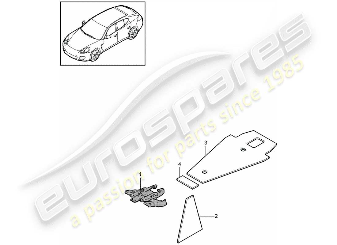 porsche panamera 970 (2016) sound absorber part diagram