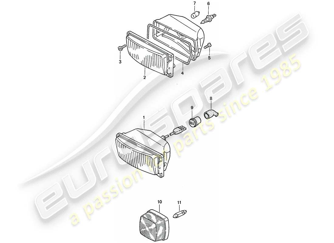 porsche 911 (1987) special model - flatnose design - additional headlight - d - mj 1988>> part diagram