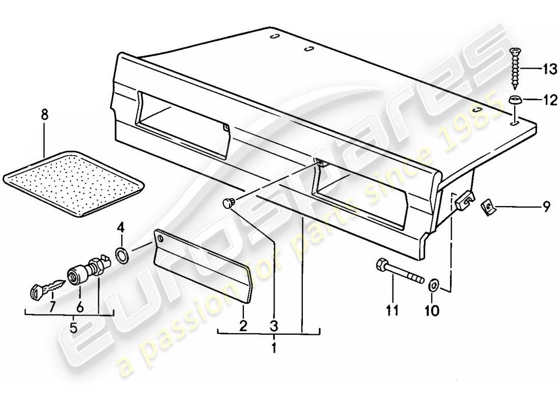 porsche 1984 (911) rear luggage dump parts diagram