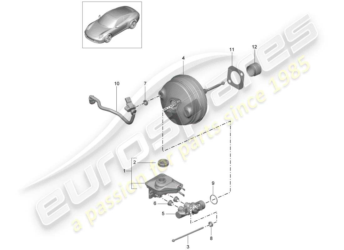 porsche 991 (2013) brake master cylinder parts diagram