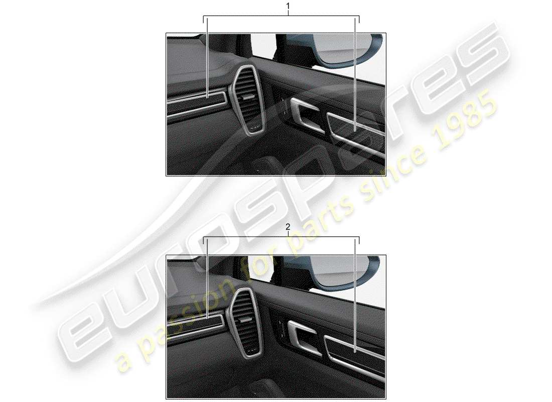 porsche tequipment cayenne (2010) trim for dash panel part diagram