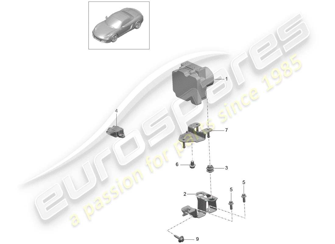 porsche boxster 981 (2013) hydraulic unit parts diagram