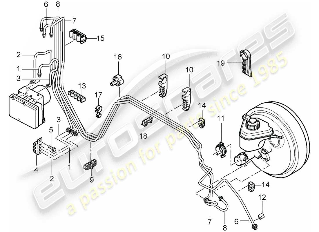 porsche cayenne (2008) brake lines part diagram