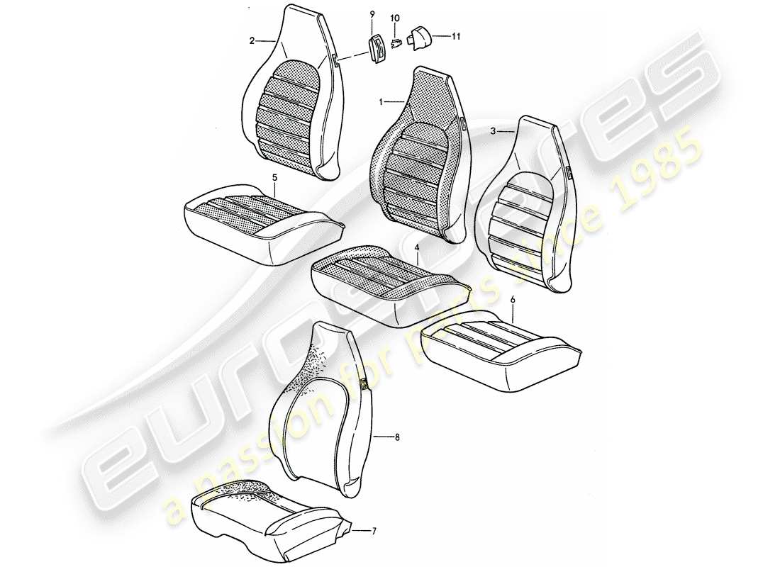 porsche 968 (1994) cloth part diagram