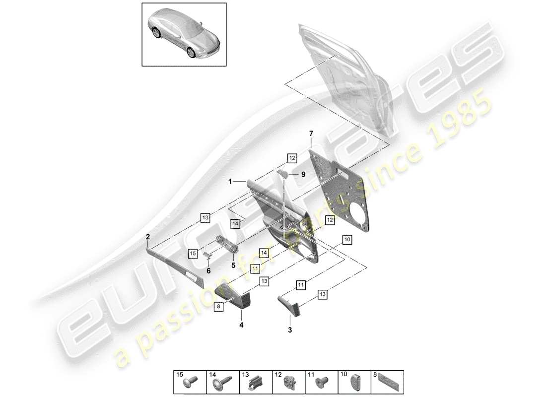 porsche panamera 971 (2019) door panel part diagram