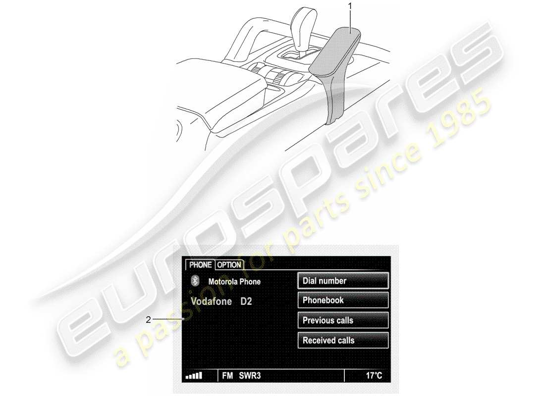 porsche tequipment cayenne (2010) mobile phone part diagram