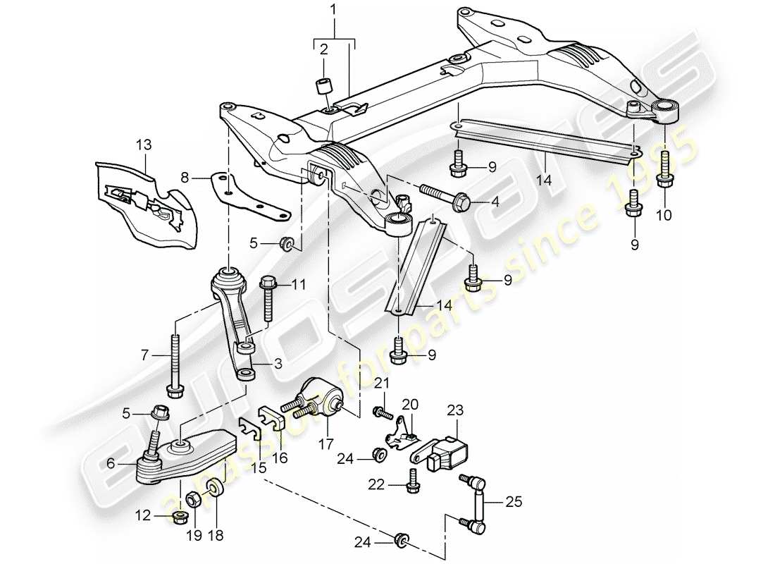 porsche 996 gt3 (2004) cross member - track control arm part diagram