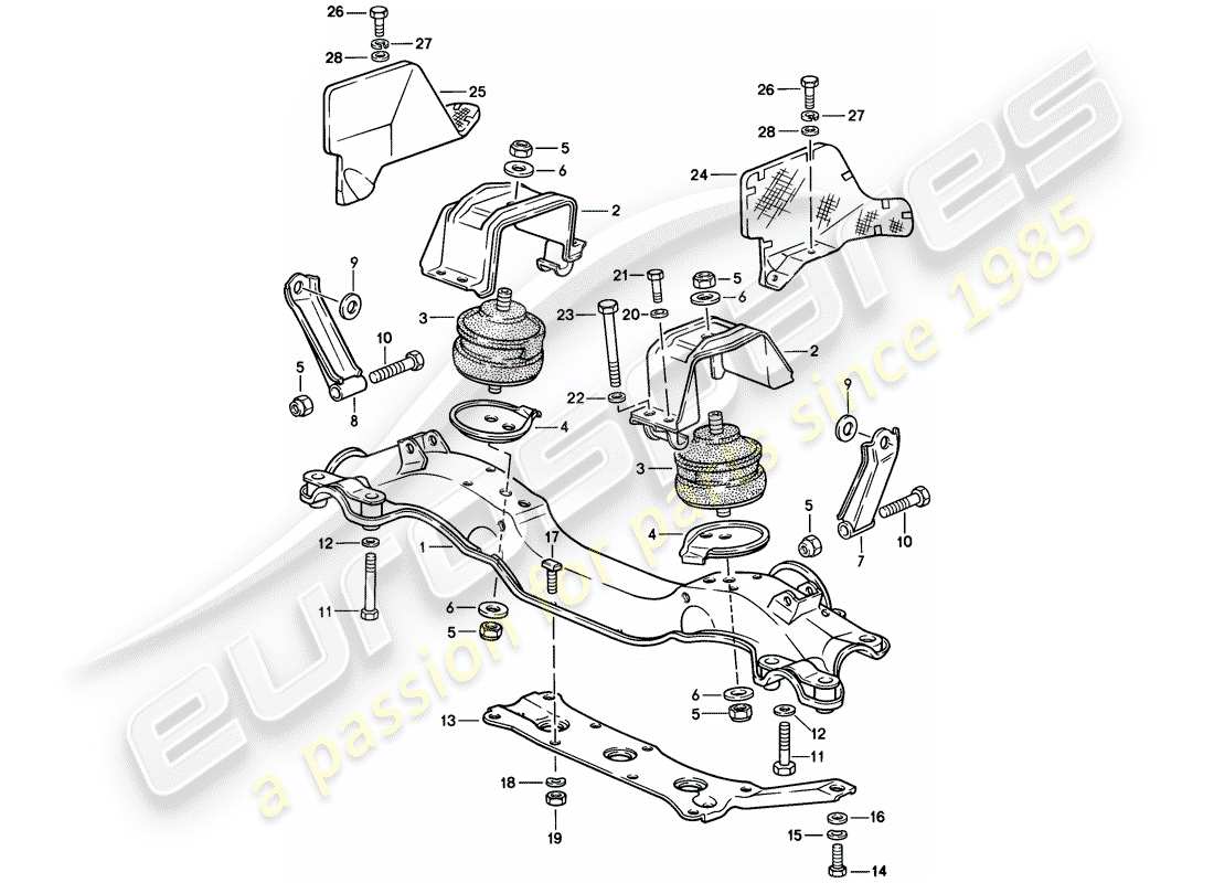 porsche 928 (1983) engine suspension part diagram