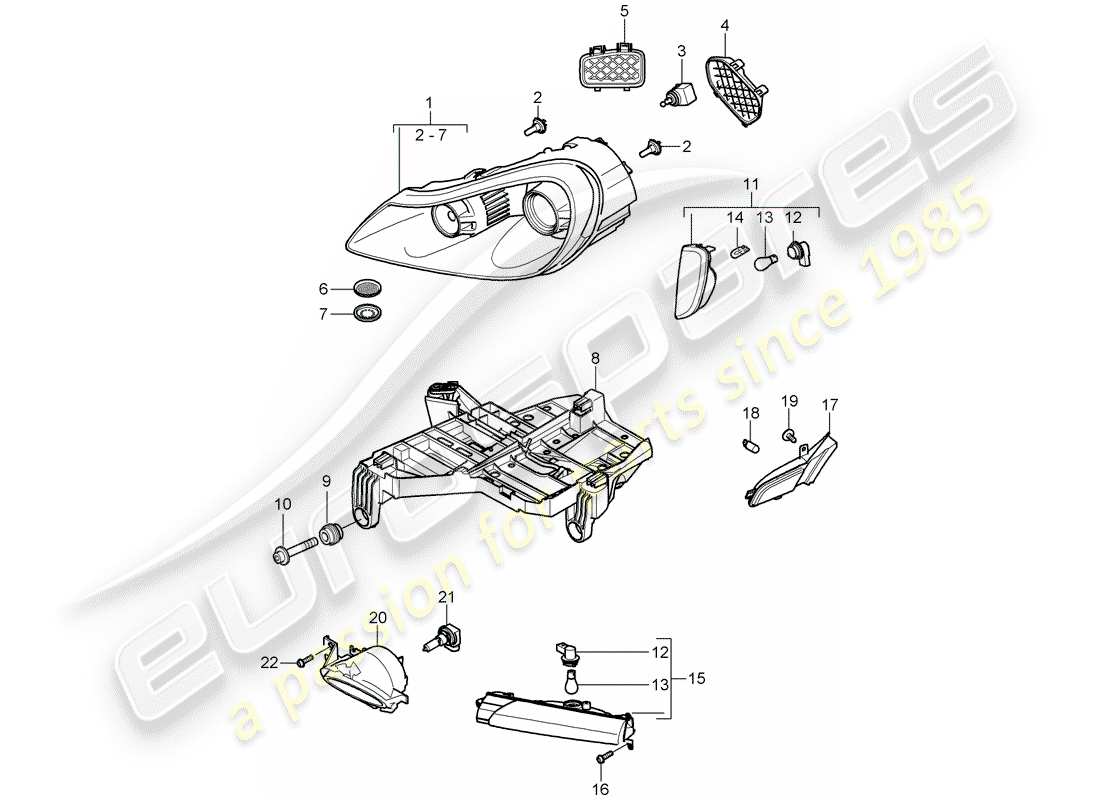 porsche cayenne (2008) headlamp part diagram