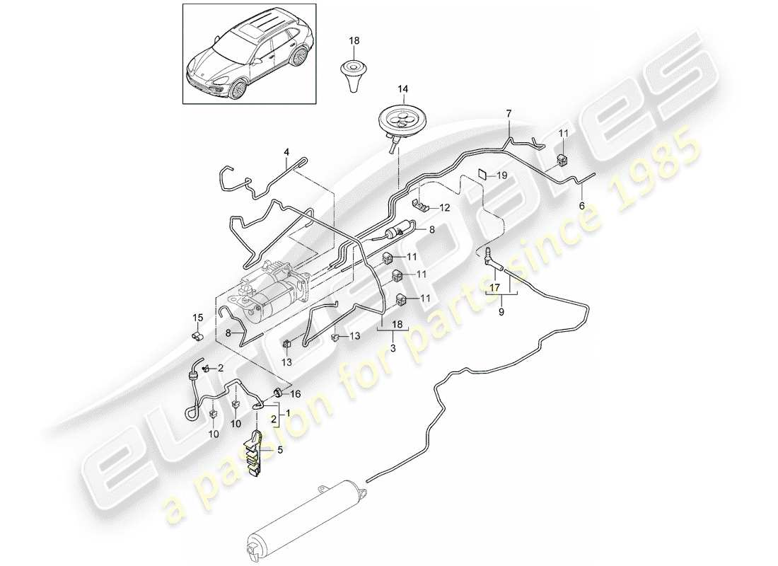 porsche cayenne e2 (2018) self levelling system part diagram