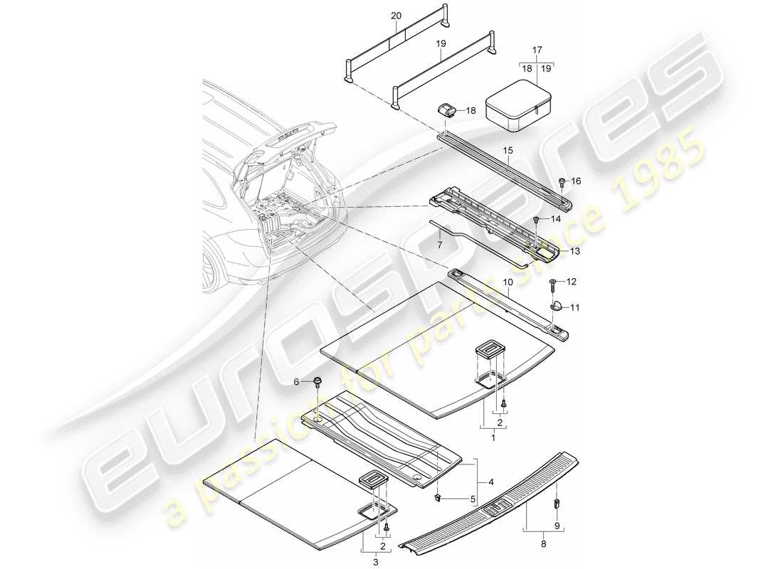 porsche cayenne e2 (2018) lining part diagram