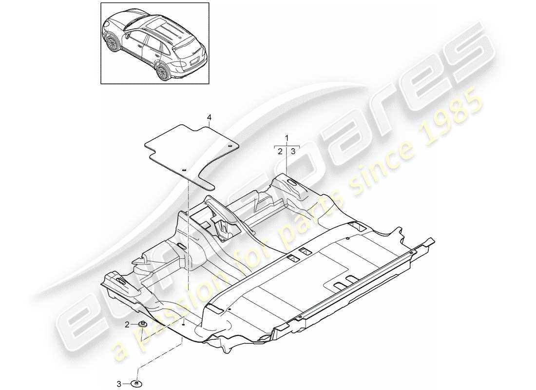 porsche cayenne e2 (2018) floor cover part diagram