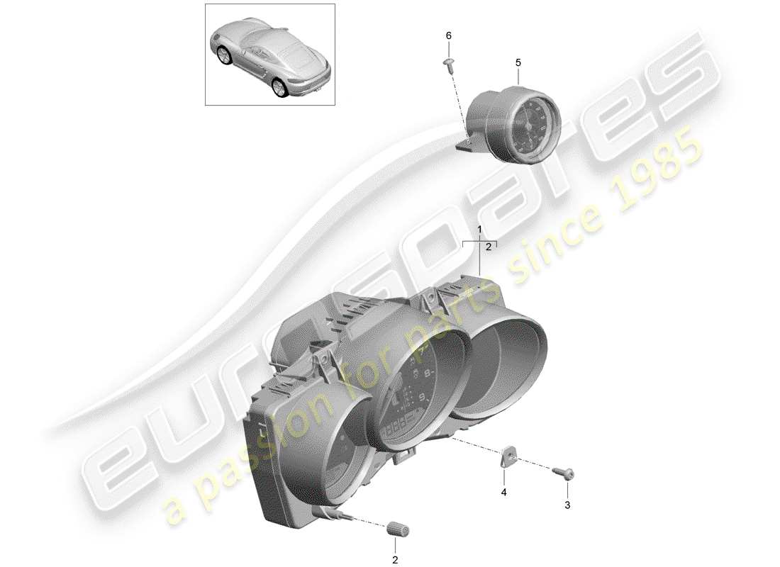 porsche 718 cayman (2019) instrument cluster parts diagram