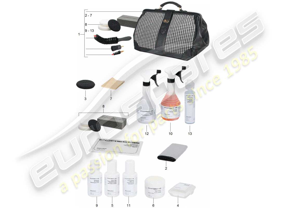 porsche 996 (2004) cleaning agent - porsche classic parts diagram