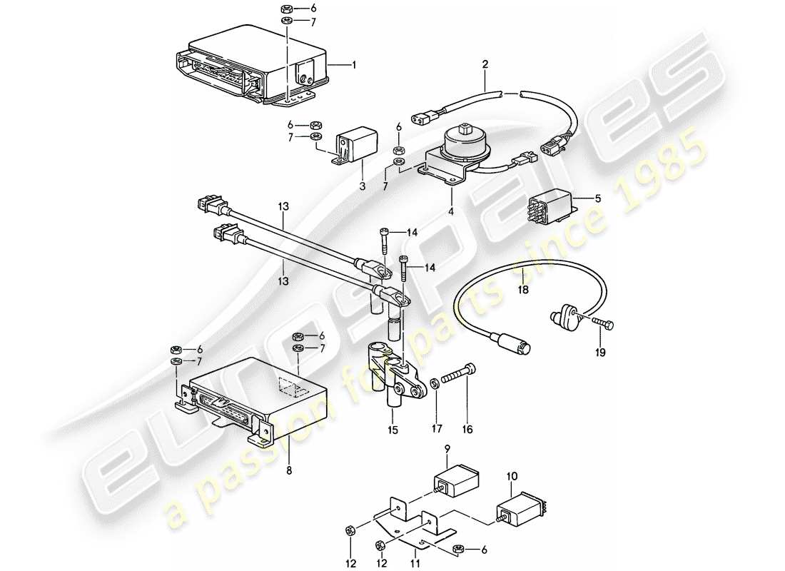 porsche 911 (1989) engine electrics 3 part diagram