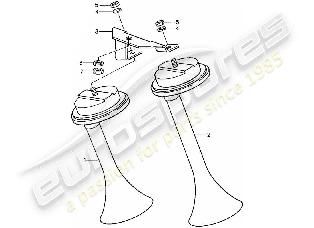 porsche 911 (1989) horn part diagram