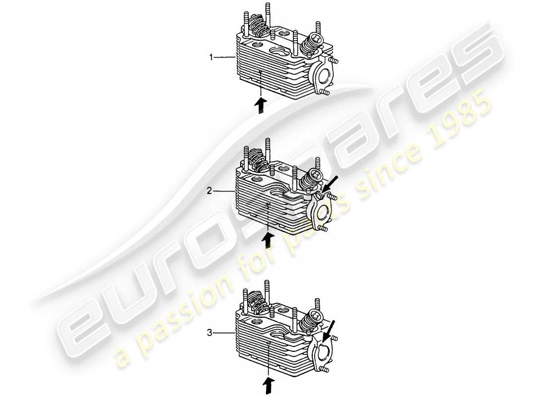 porsche replacement catalogue (1970) cylinder head part diagram