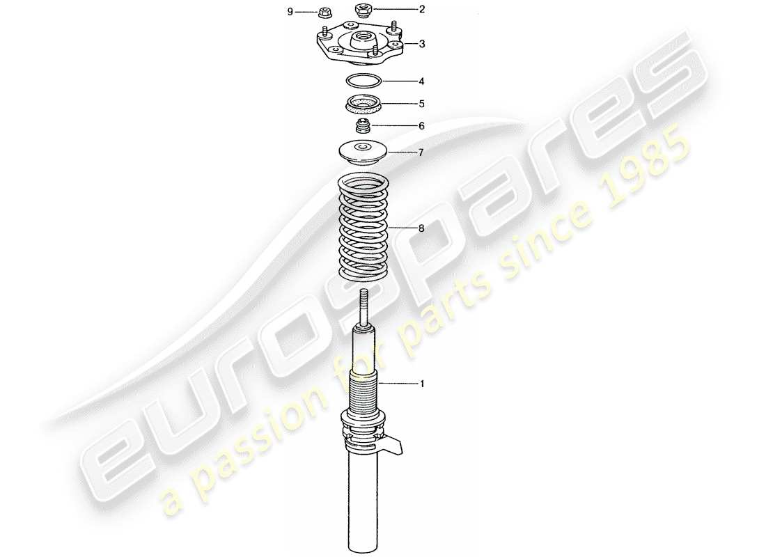 porsche 996 gt3 (2004) suspension - shock absorber strut parts diagram