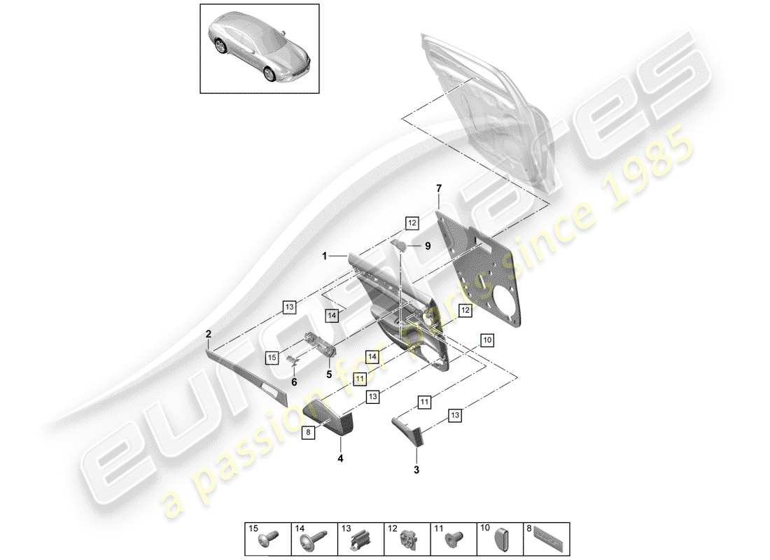 porsche panamera 971 (2020) door panel part diagram