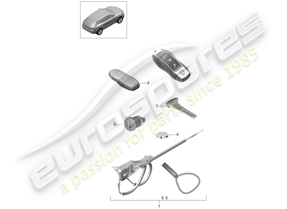 porsche macan (2020) 1 set of locks part diagram