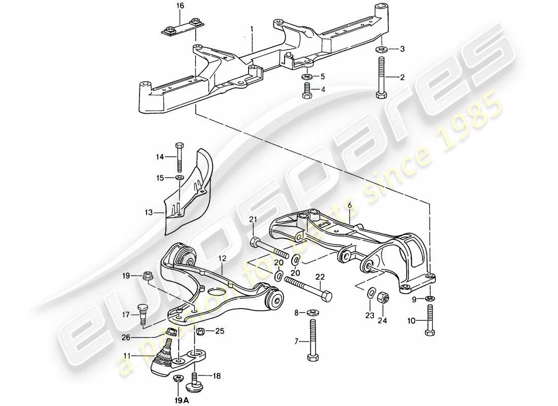 porsche 993 (1996) cross member - track control arm part diagram