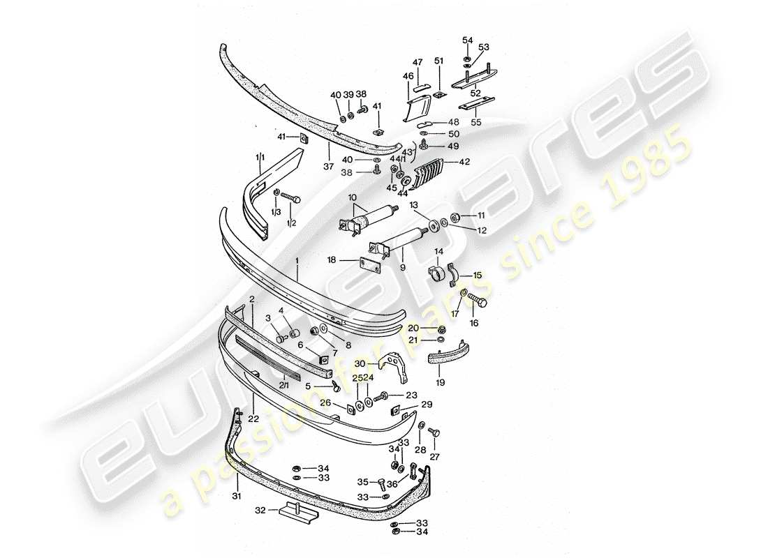 porsche 911 turbo (1977) bumper part diagram