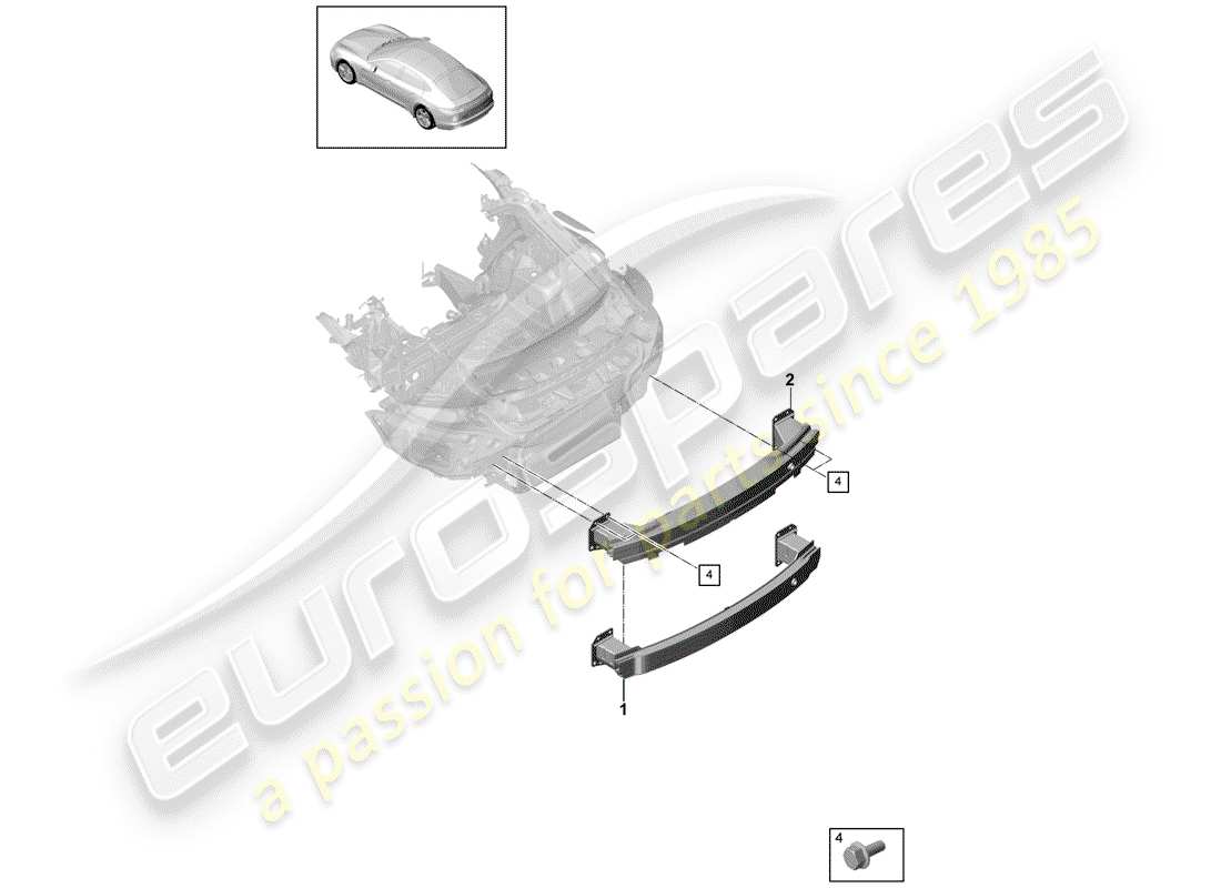 porsche panamera 971 (2019) bumper bracket part diagram