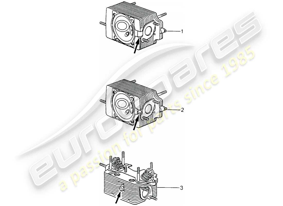 porsche replacement catalogue (1975) cylinder head part diagram