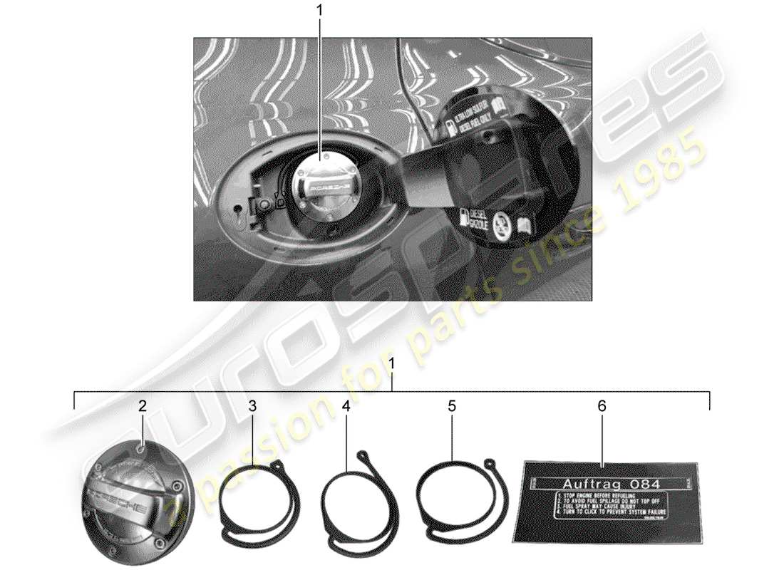 porsche tequipment panamera (2011) cap with retaining strap for part diagram