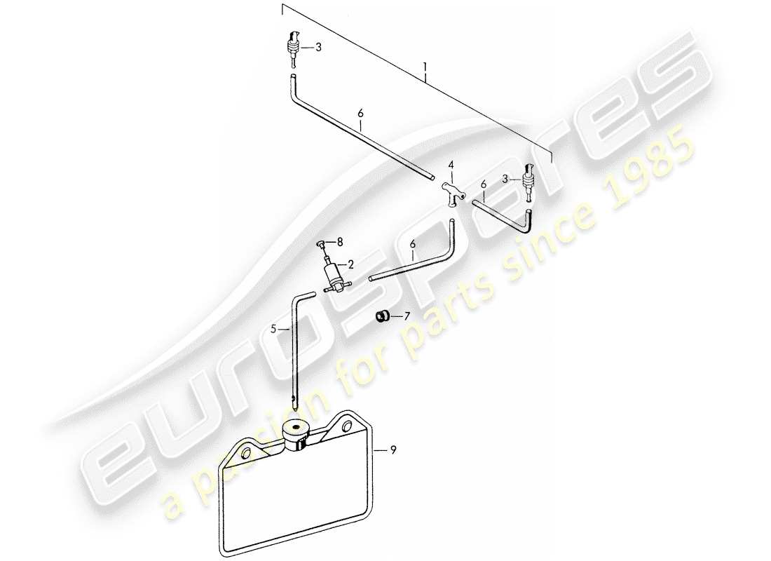 porsche 356/356a (1958) windshield washer unit parts diagram