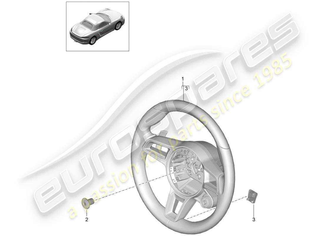 porsche 718 boxster (2019) steering wheel part diagram