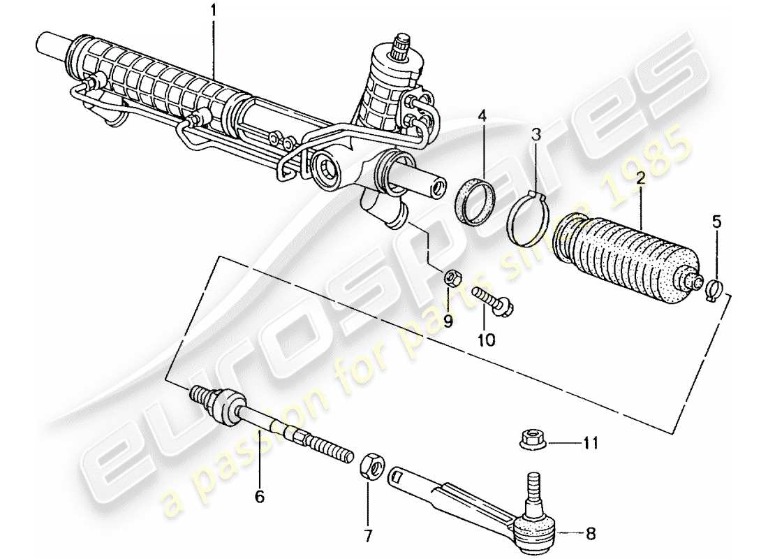 porsche 996 gt3 (2001) power steering - steering gear - steering parts part diagram