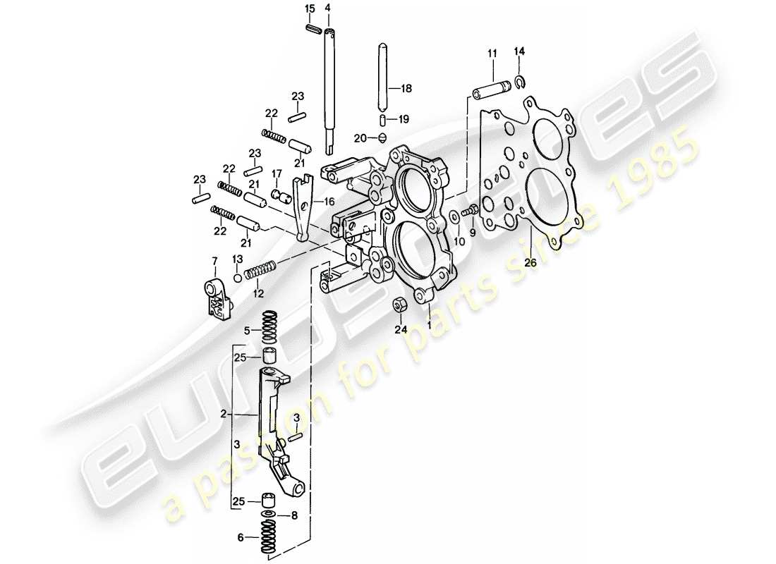 porsche 911 (1987) tensioning plate - shift control lock device - 5-speed part diagram