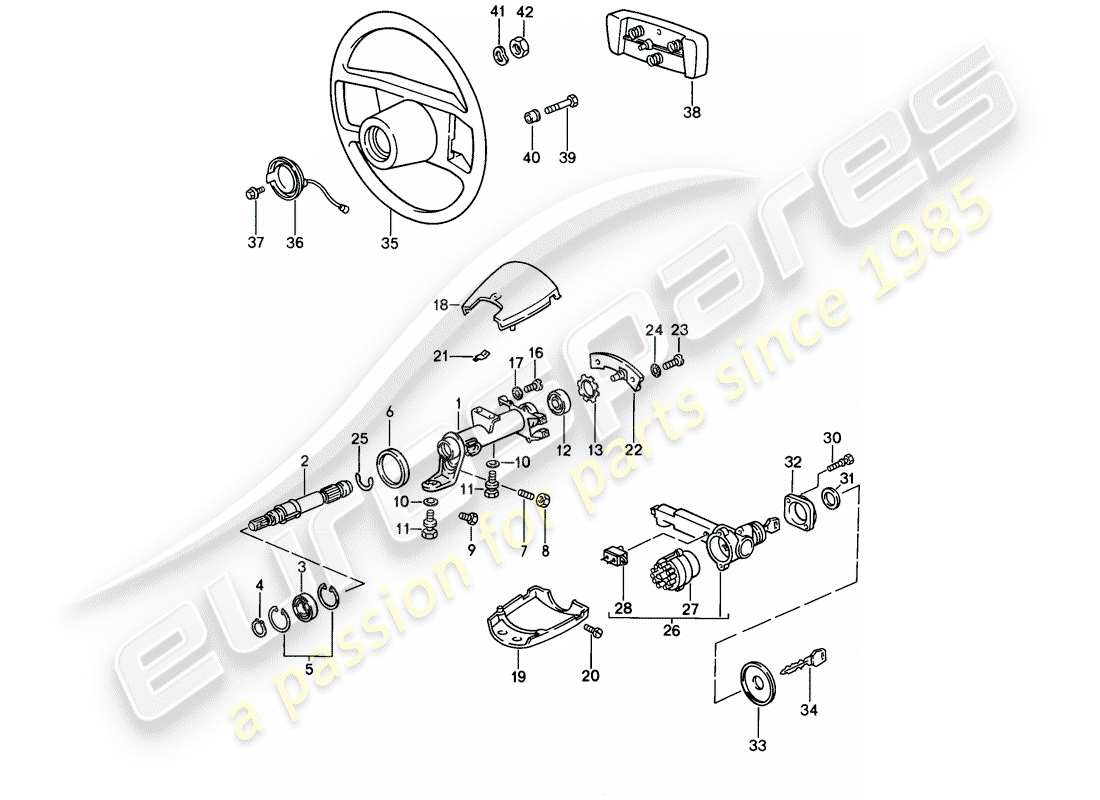 porsche 911 (1987) steering parts part diagram