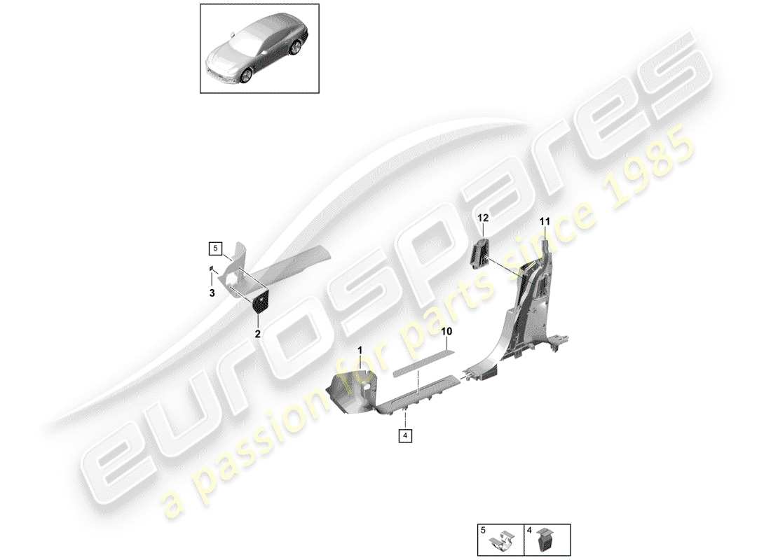 porsche panamera 971 (2020) sill panel trim parts diagram