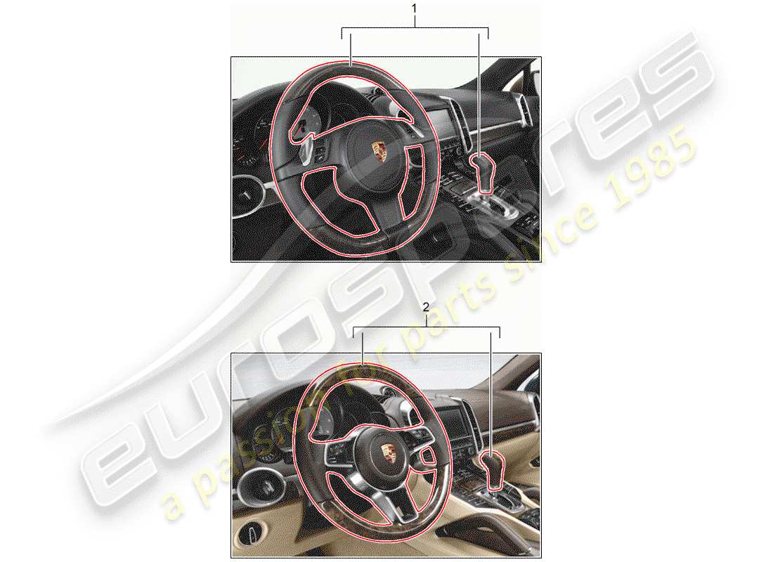 porsche tequipment cayenne (2010) multifunction steering wheel part diagram