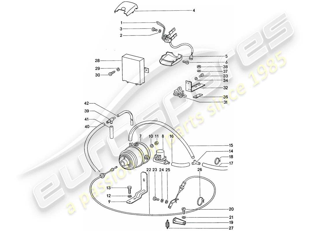 porsche 911 (1977) cruise control system part diagram