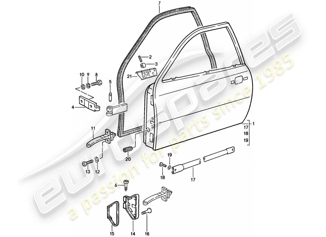 porsche 944 (1983) door parts diagram