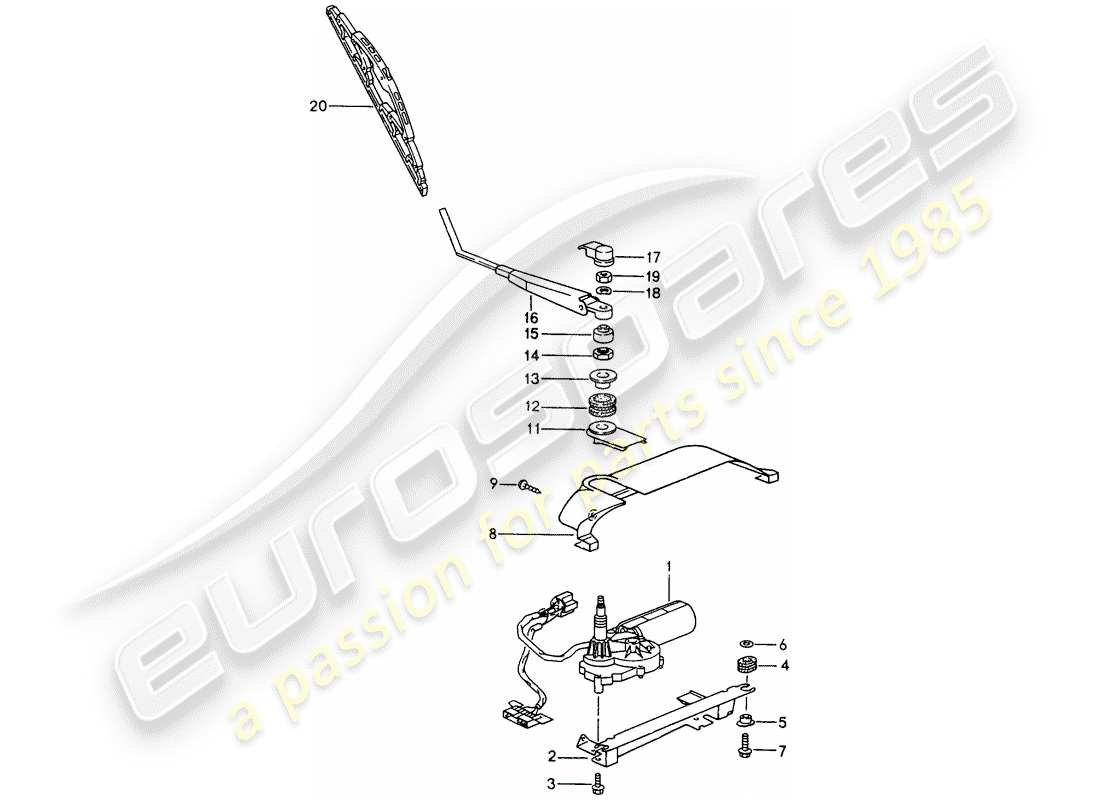 porsche 993 (1994) rear window wiper part diagram