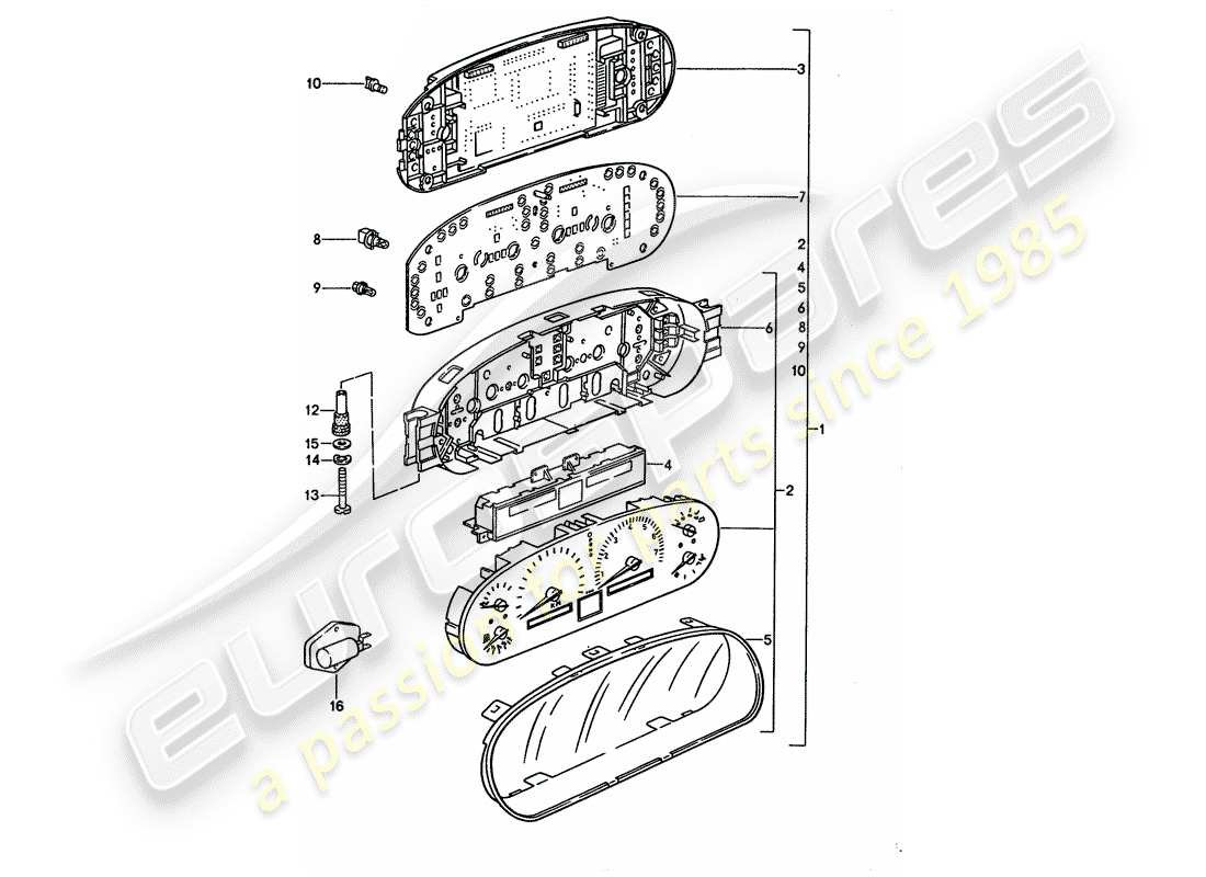 porsche 928 (1992) instrument cluster parts diagram